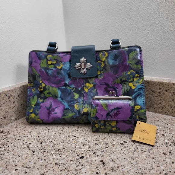 Patricia Nash Rosina Shoulder Bag in deep blue nature NWOT & matching wallet NWT - Picture 1 of 12